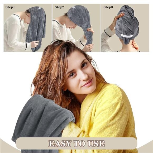 Microfiber Hair Towels Anti Frizz Hair Drying Towel Super Absorbent - Picture 4 of 7